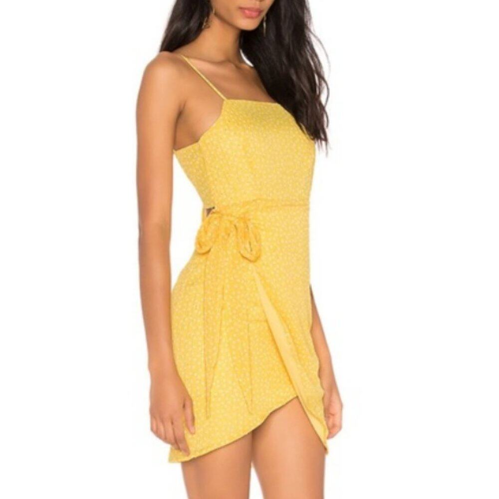 SUPERDOWN Morgan Mini Wrap Dress Size XS Yellow SPRING SUMMER
